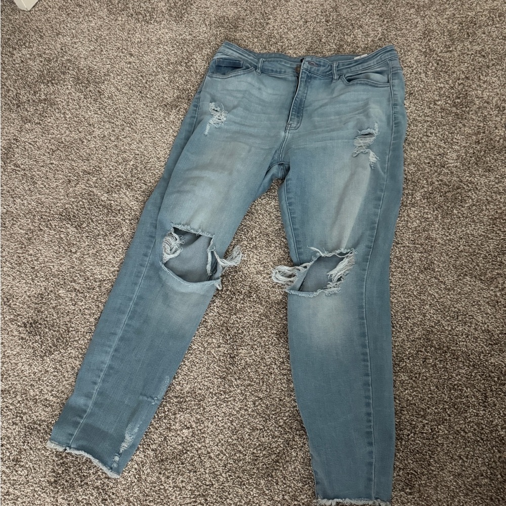 Fashion Nova Blue Skinny Jeans with Subtle Fading